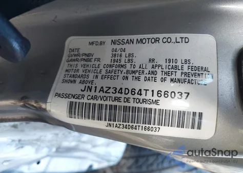 2004 Nissan 350Z Touring z USA, uszkodzony, nr VIN JN1AZ34D64T166037